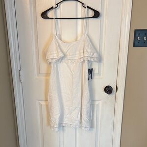 White Lace-Trim Slip Dress